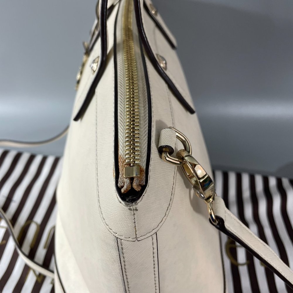 Henri Bendel Cream Satchel with Gold Accents - Picture 4 of 15